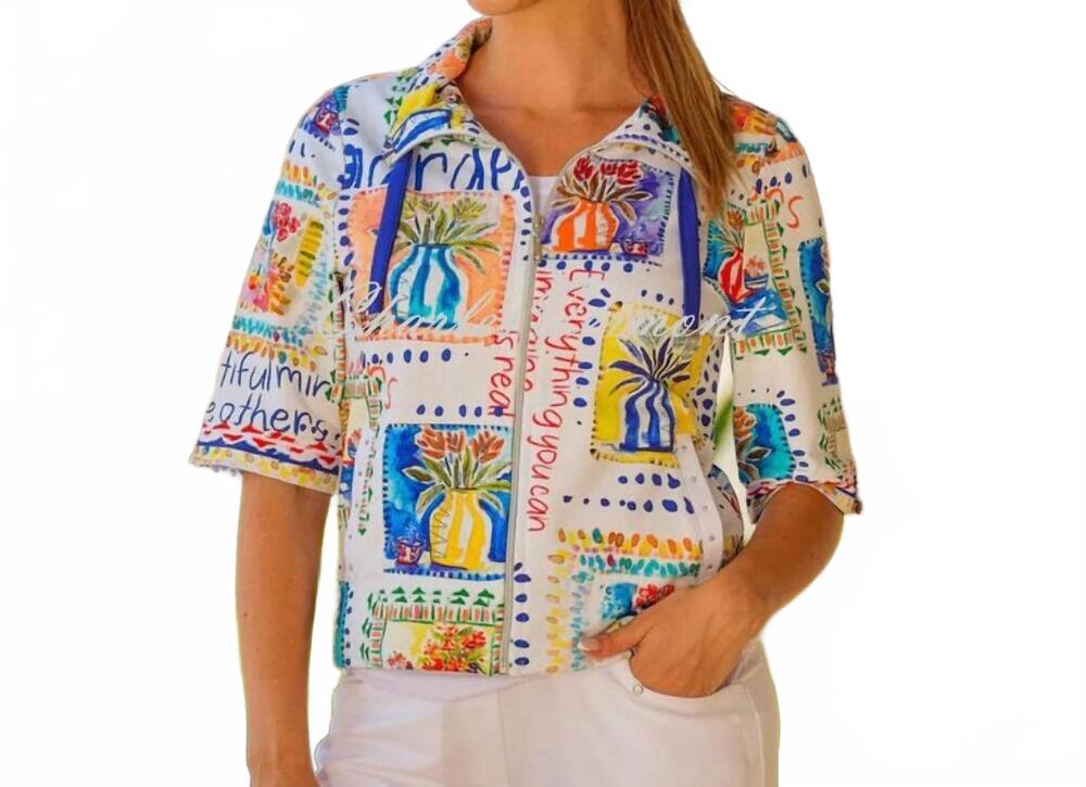NEW AMELIA'S my handmade garden zip front jacket in multicolor